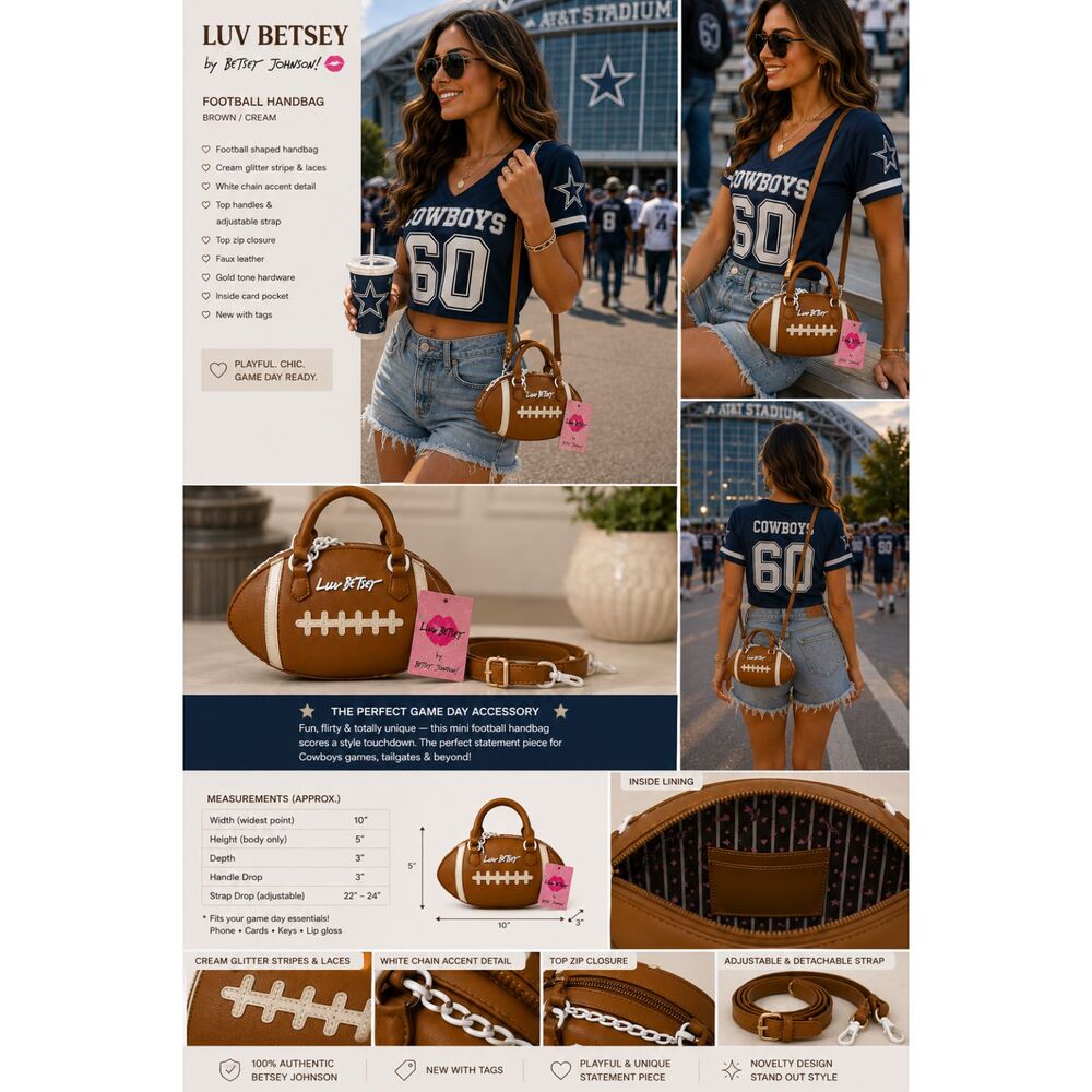 Luv Betsey Netsey Johnson Football Crossbody Purse Bag NWT Tan